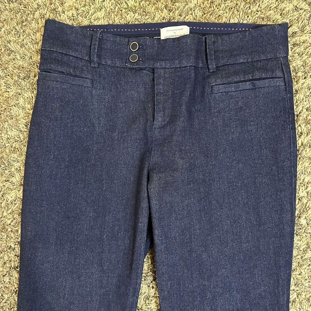 Anthropologie The Essential Slim Denim Trousers Dark Navy size 6